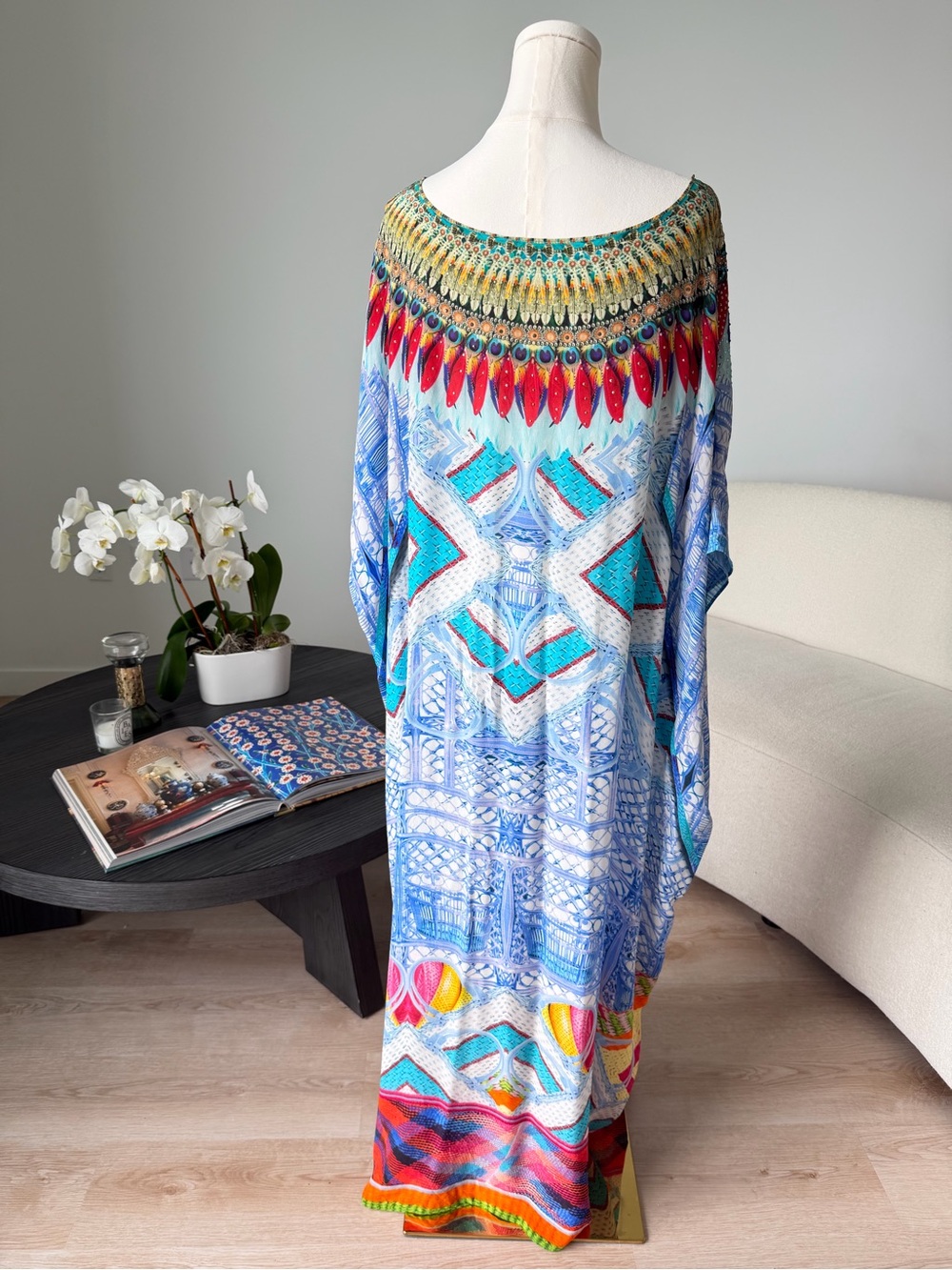 Camilla Silk Crystal Embellished Caftan Kaftan One Size NWT $600 Resort Cover Up - Picture 16 of 17